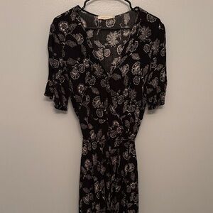 Chic Black and White Floral Midi Dress